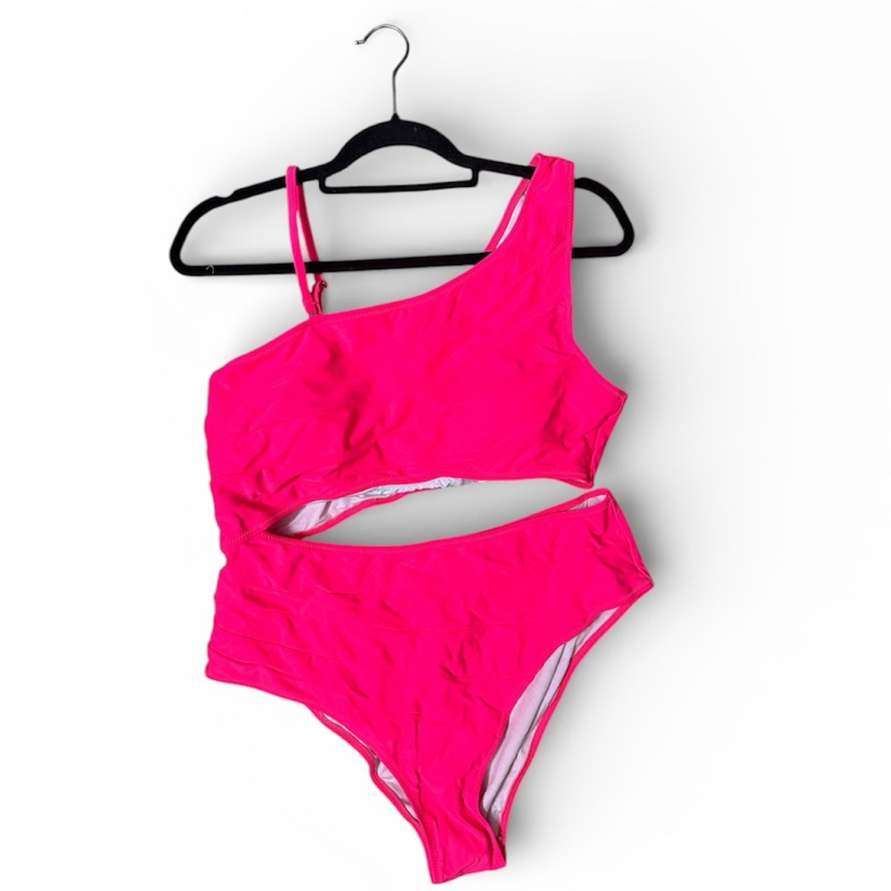 NWT Popvil Hot Pink‎ One-Shoulder Swimsuit- XXL